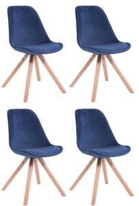 4er Set Stühle HLO-CP8 Samt Square natura  blau