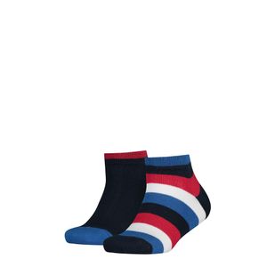 TOMMY HILFIGER Kinder Quarter-Socken, 2er Pack - Basic Stripe, Streifen, 23-42 Blau/Rot 39-42