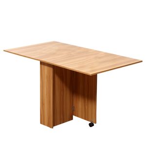 HOMCOM Mobiler Tisch Klapptisch Schreibtisch Beistelltisch Ablagefläche mit Rollen Natur Beistelltisch Esszimmertische