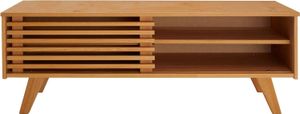 IDIMEX TV-Lowboard Sean, Schöner TV-Tisch mit 2 Fächern, Praktischer TV-Schrank mit Schiebetür, Attraktives Sideboard aus massiver gebeizter Kiefer