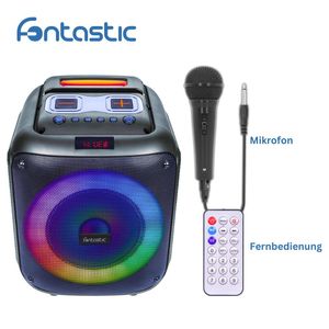 Drahtloser Party-Lautsprecher, 60W, Mikrofon & LED Karaoke, TWS, FM-Radio, USB & Kartenleser