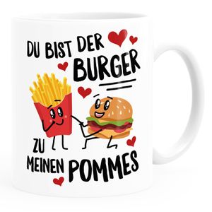 Kaffee-Tasse Du bist der Burger zu meinen Pommes Geschenk Liebe Jahrestag Valentinstag Geburtstag Moonworks® weiß Keramik-Tasse