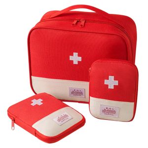 Leap 3 Stück Erste-Hilfe-Tasche leer, Medizin-Reise-Aufbewahrungstasche, 3 Größen klein/groß, tragbar, wasserdicht, Oxford-Gewebe, medizinische Tasche, für Outdoor, Camping, Zuhause, Arbeit, Survival-Kit - Rot
