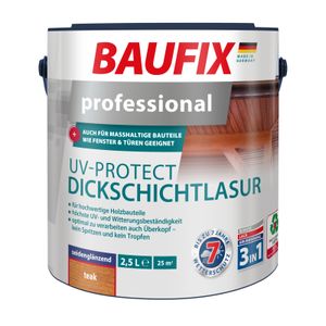 BAUFIX professional UV-Protect Dickschichtlasur teak seidenmatt, 2.5 Liter, Holzlasur