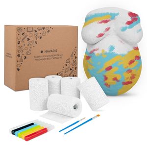 Navaris Babybauch 3D Gipsabdruck Set - inkl. Handschuh und Farbe - Gips Bauchabdruck Schwangerschaft - Abdruck Gipsabdruckset Bauch