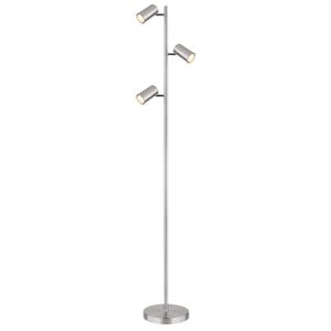 Globo Lighting Stehleuchte Metall Nickel matt, Metall Nickel matt, LxBxH: 250x230x1540mm, Kabellänge 1800mm, exkl. 3x GU10 LED 5W 230V