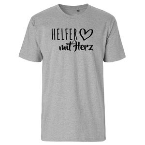 Huuraa Herren T-Shirt Helfer mit Herz Bio Baumwolle Fairtrade Oberteil Größe XXL Sport Grey mit Motiv für die tollsten Menschen