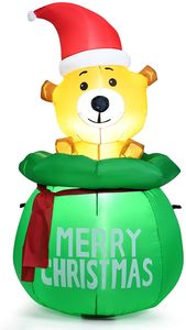 Aufblasbarer Weihnachtsbär, wasserdichte Gartendeko, Weihnachtsdeko mit Integrierter Beleuchtung, Indoor & Outdoor Weihnachtsfigur, Großer Weihnachtlicher Zierschmuck, 150cm hoch