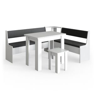 Vicco Eckbankgruppe Roman, 180 x 150 cm mit Tisch, Weiß/Anthrazit