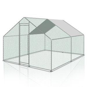 Kurník 3x4x2m Kurník pro kuřata Kurník pro malá zvířata Volný výběh pro malá zvířata Voliéra Volný výběh pro kuřata Klec pro drůbež Pozinkovaný ocelový rám se střechou
