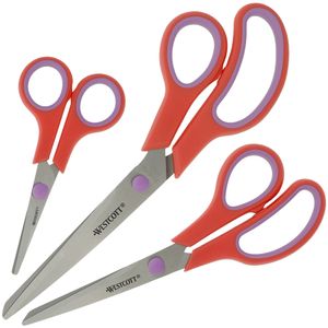 WESTCOTT Schere Easy Grip 3er-Set korallenrot/cassis