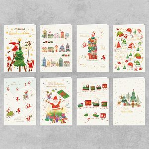 PremiumLine Weihnachtskarten Set 8 Stück inkl. Briefumschlag Frohe Weihnachten Merry Christmas handgezeichnete Grußkarte gedruckt auf umweltfreundlichem Naturkarton