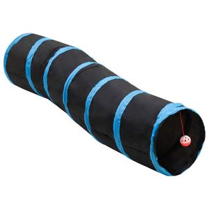 vidaXL Kočičí tunel S Shape černo-modrý 122 cm Polyester