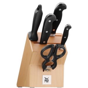 WMF Messerblock ohne Messer, unbestückt, Holz, Buchenholz leer, für 3 Messer, 1 Wetzstahl