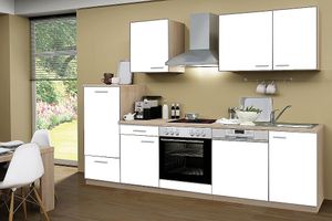 Küchenblock ohne Elektrogeräte Classic 280 cm in weiß matt (Geschirrspüler geeignet)