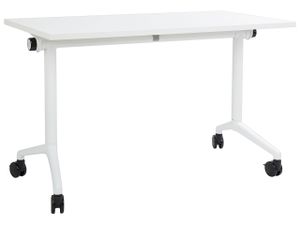 BELIANI Schreibtisch Weiß 120 x 60 cm Klappbar Faltbar mit Rollen Mobil Bürotisch für Homeoffice Büro Modernes Design