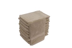 Waschhandschuhe Waschlappen 10er Set Beige 100 % Baumwolle Frottee 500g/m² 16x21