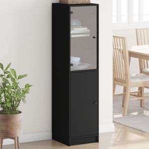 vidaXL Highboard mit Glastür Schwarz 35x37x142 cm