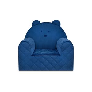 GUGUPLANET Teddybär-Sessel für Kinderzimmer, Leicht, Waschbarer Samtbezug, EU-Hergestellt, Baby-geeignet ab 9 Monate, Sicher & Komfortabel, Dunkelblau