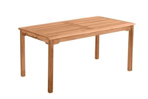 Möbilia Gartentisch rechteckig 150 cm | Esstisch aus Teak Holz mit Schirmaussparung | B 150 x T 90 x H 75 cm | natur | 11020013 | Serie GARTEN