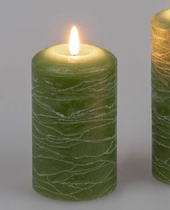 LED Kerze KLASSIK grün H. 12cm D. 7cm mit Timerfunktion Formano