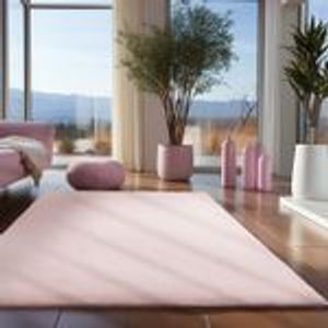 Waschbarer Teppich Wohnzimmer Kurzflor rutschfest Flauschig Einfarbig Felloptik, Rosa, 240 x 340 cm, Rechteckig