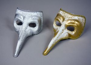 venezianische Schnabelmaske Pantalone gold Plastik