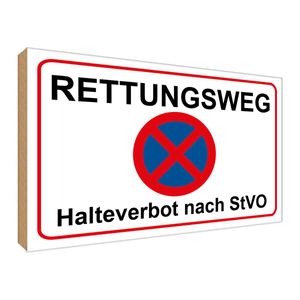 vianmo Holzschild Wandschild 30x40 cm - Rettungsweg Halteverbot nach StVO
