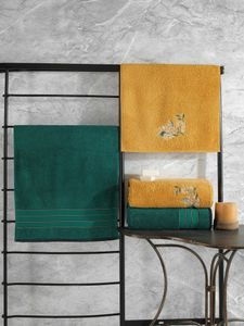 Mijolnir, Hamam Setı Colorful - Green, Yellow, sada ručníků (4 ks), BAVLNA, zelená, 90 x 150 cm
