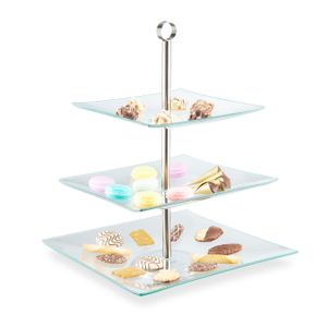 relaxdays Etagere transparent/silber 40,0 cm