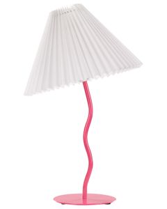 BELIANI Tischlampe Fuchsia mit Metallfuß 48 cm Plisseeschirm Stoffschirm Kegelform Langes Kabel mit Schalter Modern Schlaf- u. Wohnzimmer Beleuchtung