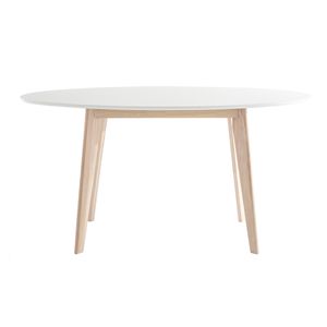 Miliboo - Tisch oval 150 cm Weiß und helles Holz LEENA