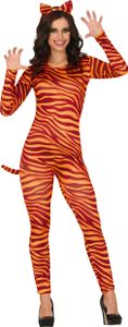 y Tiger Kostüm Erwachsene Katzenohren Overall, Größe: 36 - 38 (S) Farbe: Orange