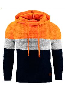 Herren Kapuze Nacken Sweatshirt Herbst Langarm  Schlanker Fit Patchwork Warm,Farbe:Orange,Größe:Xl