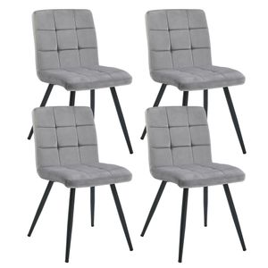 Duhome Esszimmerstühle 4er Set Wohnzimmerstuhl aus Samt Polsterstuhl mit Metallbeine, Grau