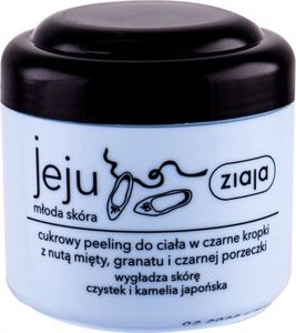 Ziaja, Jeju Młoda skóra, Cukrowy Peeling do ciała w czarne kropki, 200 ml - Długi termin ważności!