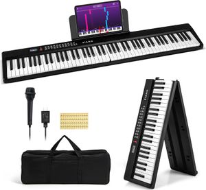 COSTWAY Klappbares elektrisches Keyboard mit 88 Tasten, tragbares Digitalpiano mit MIDI, 1000 Rhythmen, 1000 Klangfarben, 150 Demos, Aufnahme COSTWAY Klappbares elektrisches Keyboard mit 88 Tasten, tragbares Digitalpiano mit MIDI, 1000 Rhythmen, 1000 Klangfarben, 150 Demos, Aufnahme