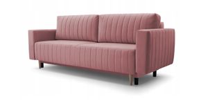 GRAINGOLD 3-Sitzer Sofa Angie - Couch mit Schlaffunktion & Bettkasten - Polstersofa im skandinavischen Stil - Rosa