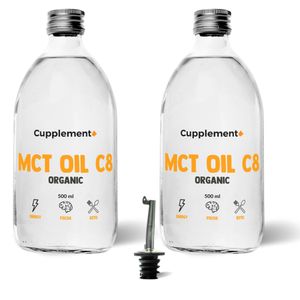 Cupplement - 2 Flaschen MCT-Öl C8 500 ML -- Free Spout - kein Pulver, Kapseln oder C10 - MCT-Öl - Keto-Diät & Fasten - Ergänzung - Superfood - Bu