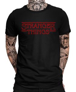 Stranger Things Hawkings Herren T-Shirt, Schwarz, S, Vorne
