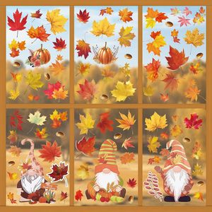 6 Blatt Erntedankfest Fensterbilder, Thanksgiving Fenster Deko Ohne Kleber,Herbst Fensterdeko für Kinderzimmer Cafeteria