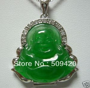Grüner Stein Buddha-Anhänger-Halskette