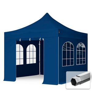 Faltzelt Faltpavillon PROFESSIONAL 3x3 m mit 4 Seitenteilen - ALU Pavillon Partyzelt in blau