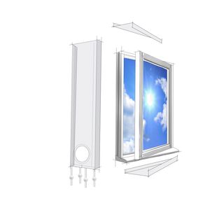 Těsnění oken 320 cm Pro mobilní klimatizace a sušičky vzduchu, sada oken univerzální, vhodná pro všechny velikosti hadic, vodotěsná, větruvzdorná