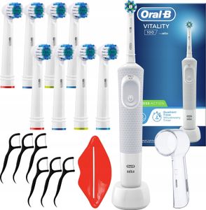 Oral-B Vitality 100 Elektrische Zahnbürste weiß CrossAction 8 Aufsätze Set