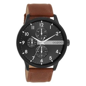 Pánske hodinky Oozoo C11307 Black Leather Strap Brown 45 mm