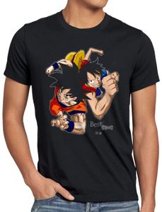 style3 Goku Ruffy - Best Bro's Herren T-Shirt strohhut z saiyan, Größe:S, Farbe:Schwarz
