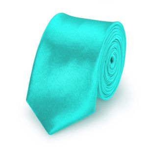 Krawatte Türkis slim aus Polyester einfarbig uni schmale 5 cm