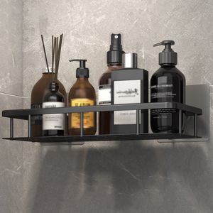 Edelstahl Duschregal Ohne Bohren Duschablage Shower Shelf Selbstklebend Duschkorb für Dusche Badezimmer Küche （Schwarz）