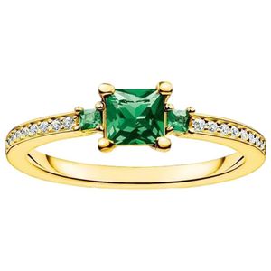 Thomas Sabo TR2402-971-6 Ring Damen Grüne und Weiße Steine Silber Gold Gr. 48